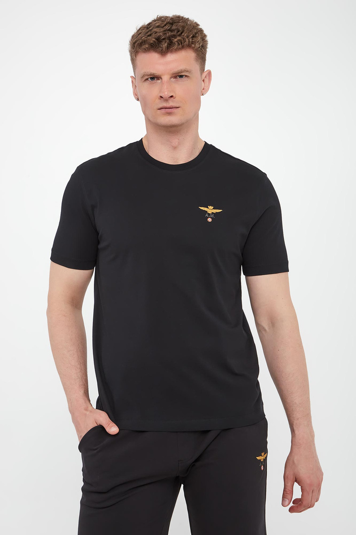  T-shirt męski z logo AERONAUTICA MILITARE