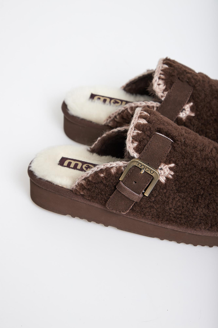 Klapki damskie skórzane Curly clog eskimo MOU