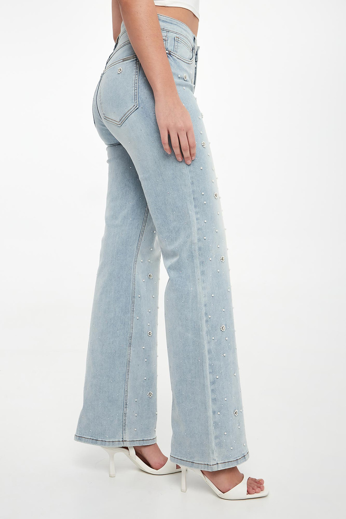 Jeansy damskie z perełkami JOSEPH RIBKOFF