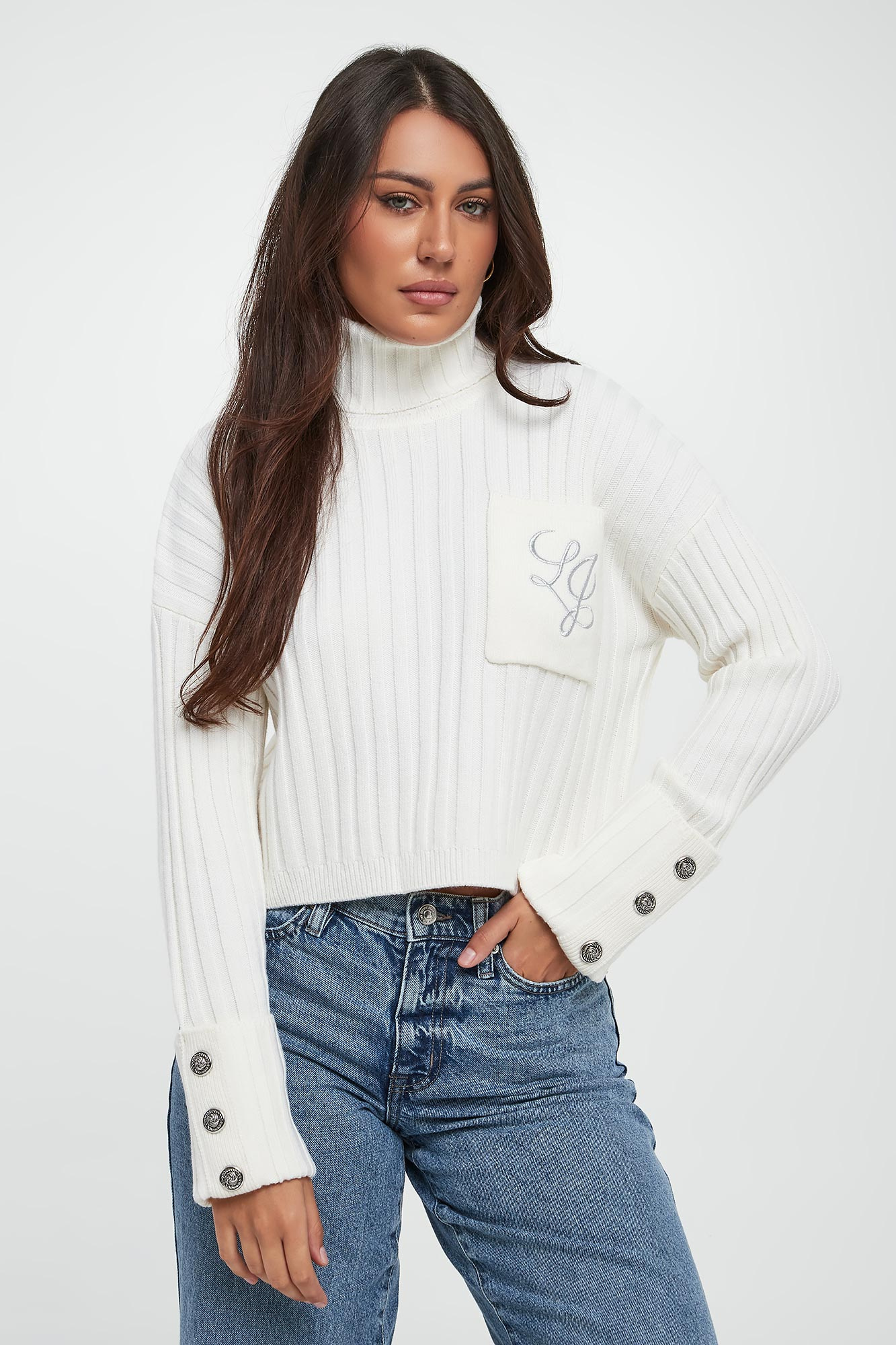 Golf damski wełniany LIU JO Ecru Regular