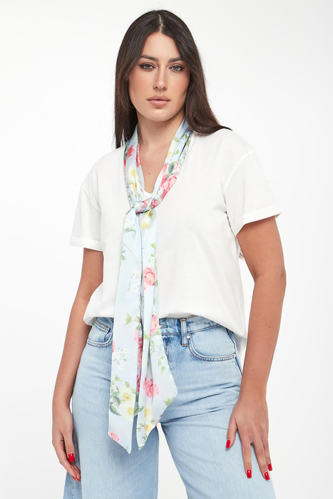 T-shirt damski z szarfą w kwiaty LIU JO