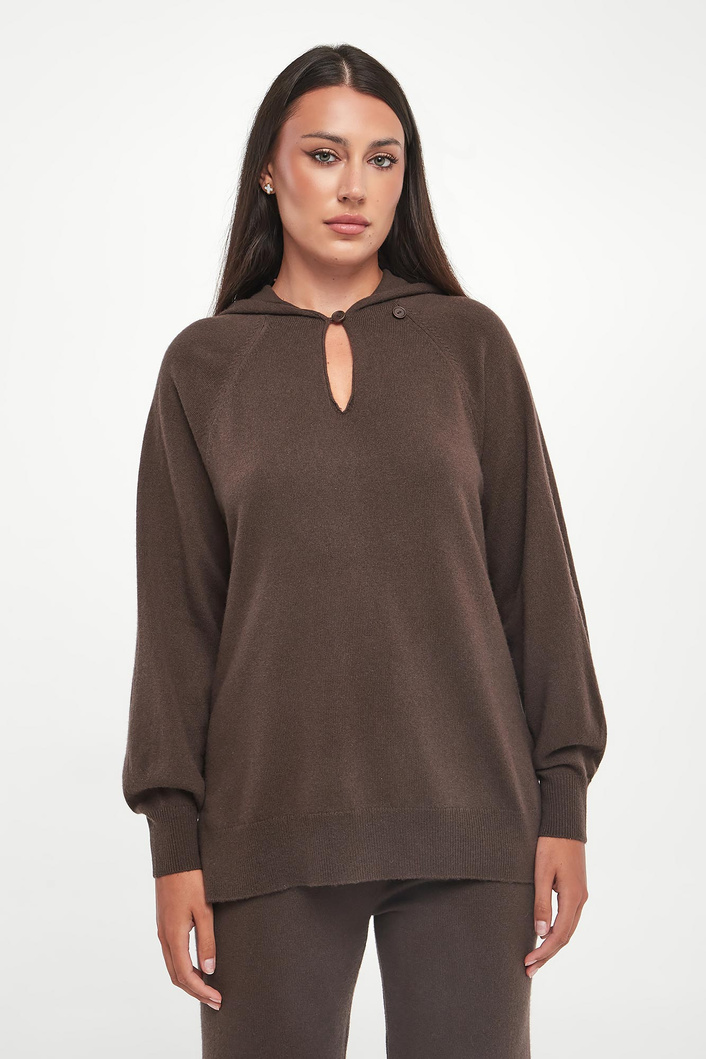 Sweter damski wełniany z kapturem Eguale MM