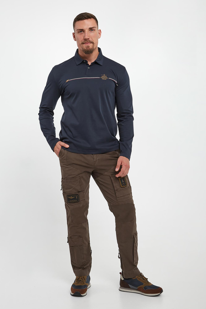 Longsleeve męski z kołnierzem polo AERONAUTICA MILITARE