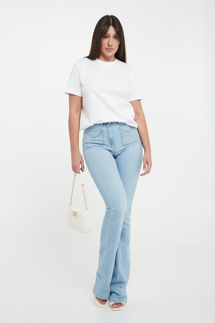 T-shirt damski z logo ELISABETTA FRANCHI