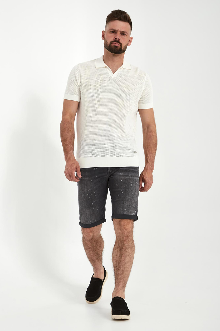 Polo męskie z dzianiny ażurowej KARL LAGERFELD