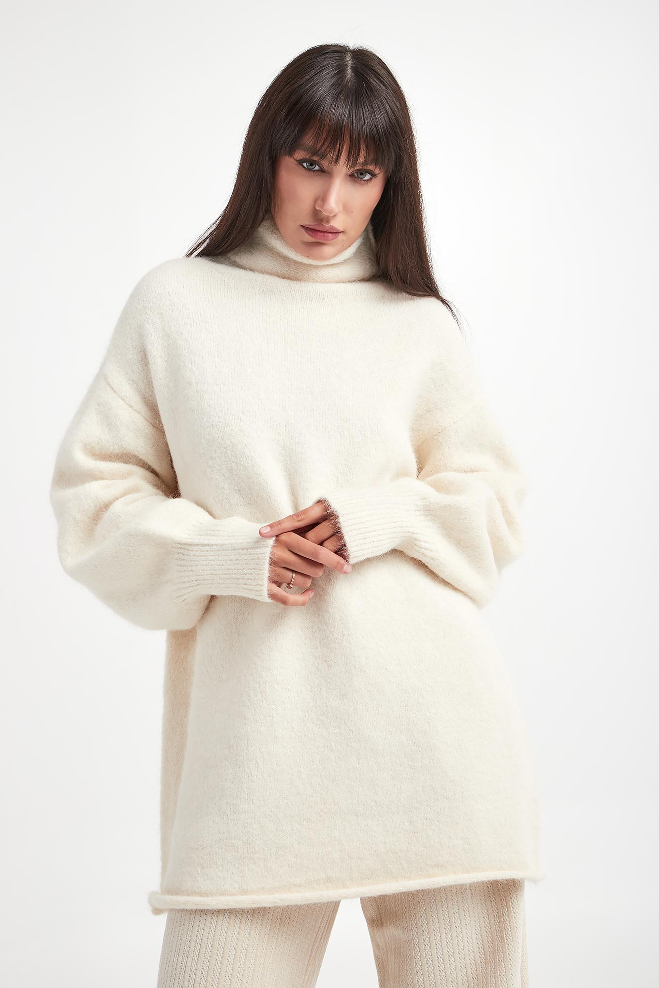 Golf damski wełniany GESTUZ Ecru Oversize