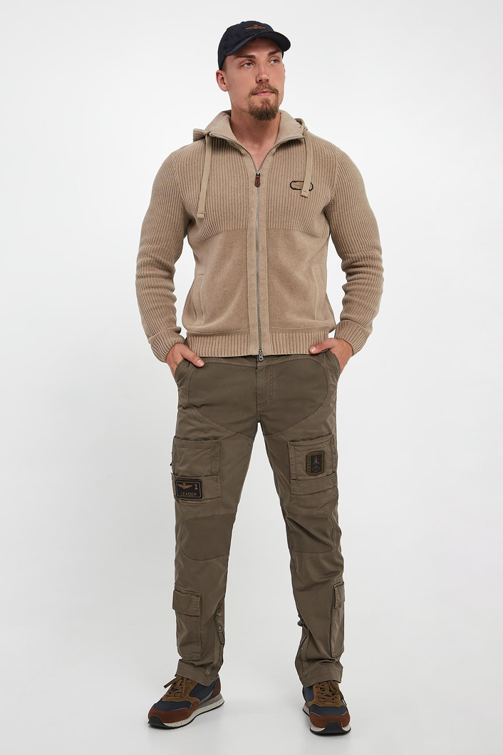 Sweter męski rozpinany z kapturem AERONAUTICA MILITARE