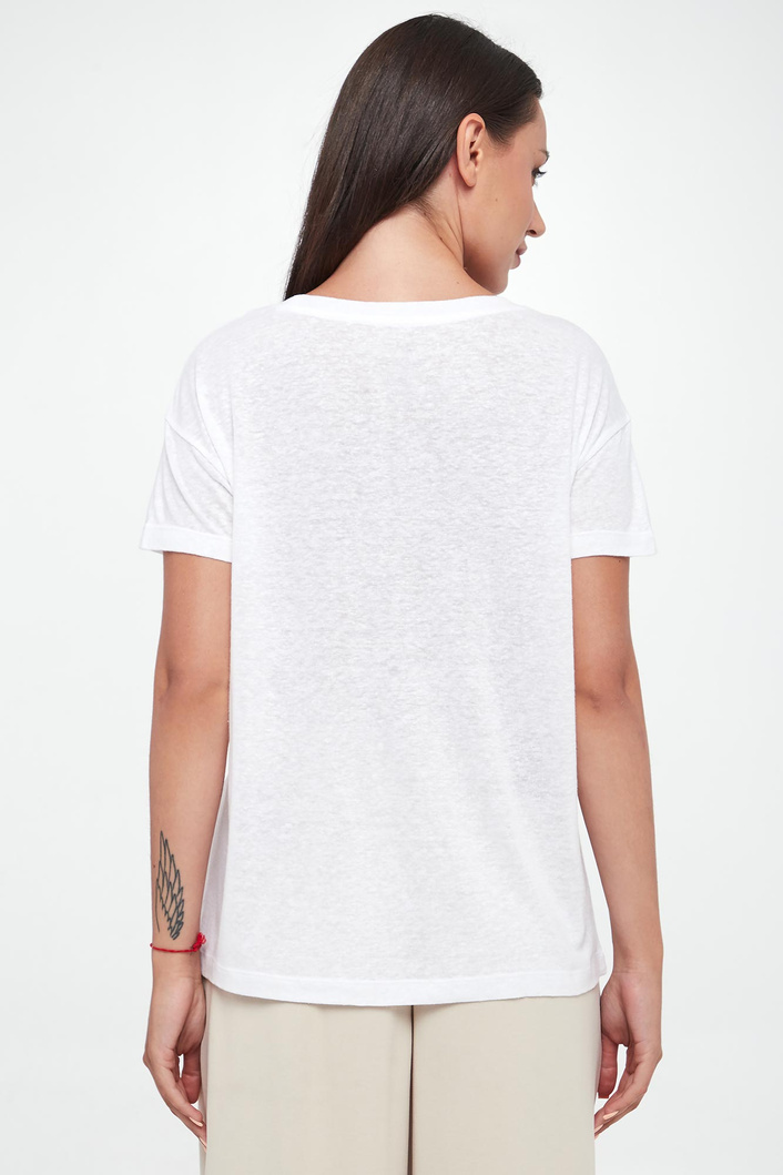 T-shirt damski lniany ARMANI EXCHANGE