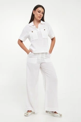 Spodnie damskie lniane AERONAUTICA MILITARE