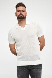 Polo męskie z dzianiny ażurowej KARL LAGERFELD