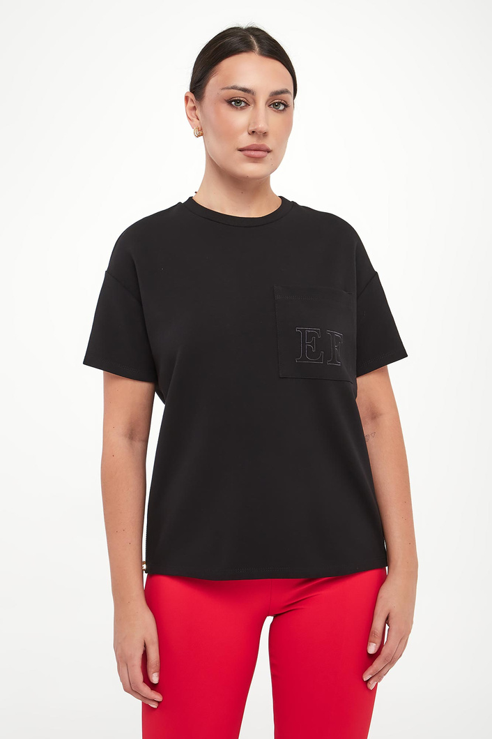 T-shirt damski z kieszenią ELISABETTA FRANCHI