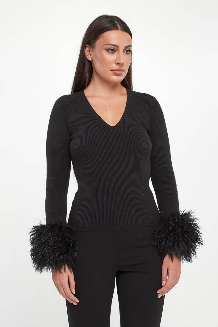 Sweter damski z futerkiem TWINSET