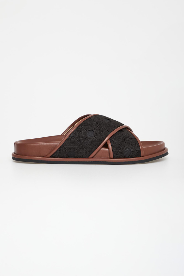 Klapki damskie skórzane Peonie MAX MARA BEACHWEAR
