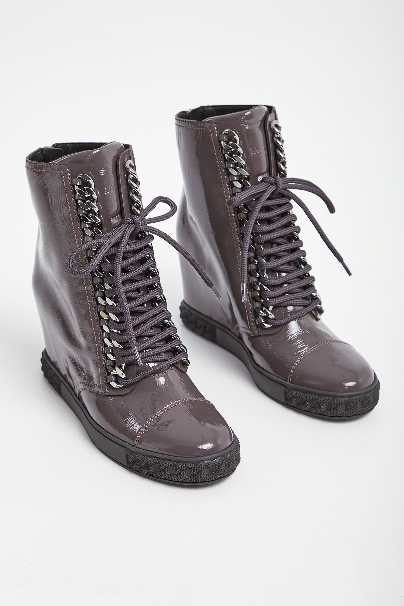 Botki skórzane CASADEI Szary