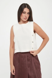Top damski lniany Unione MARELLA MONOCHROME