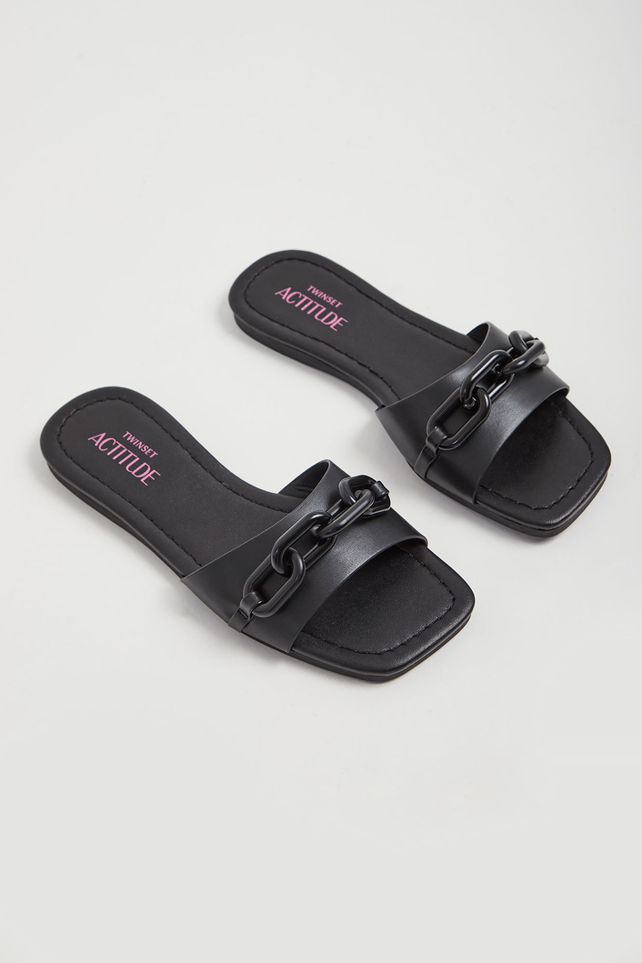 Klapki skórzane TWINSET ACTITUDE