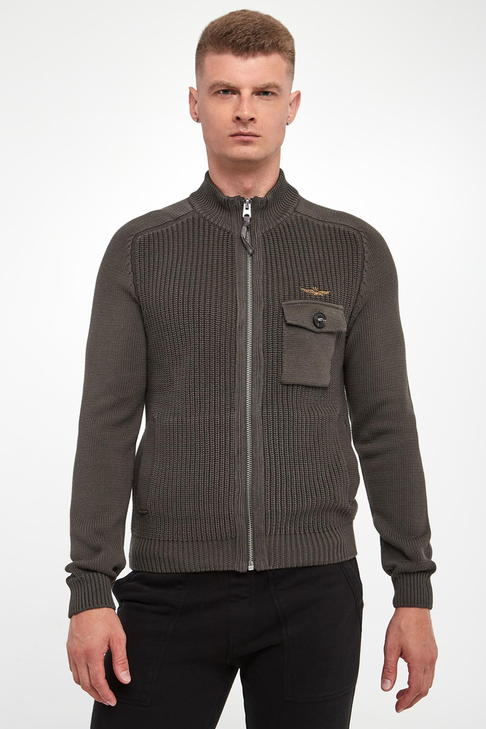 Sweter męski zapinany na zamek AERONAUTICA MILITARE