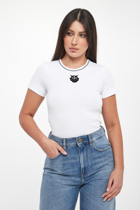 T-shirt damski z logo Brugherio PINKO