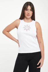 Top damski prążkowany z haftem TWINSET