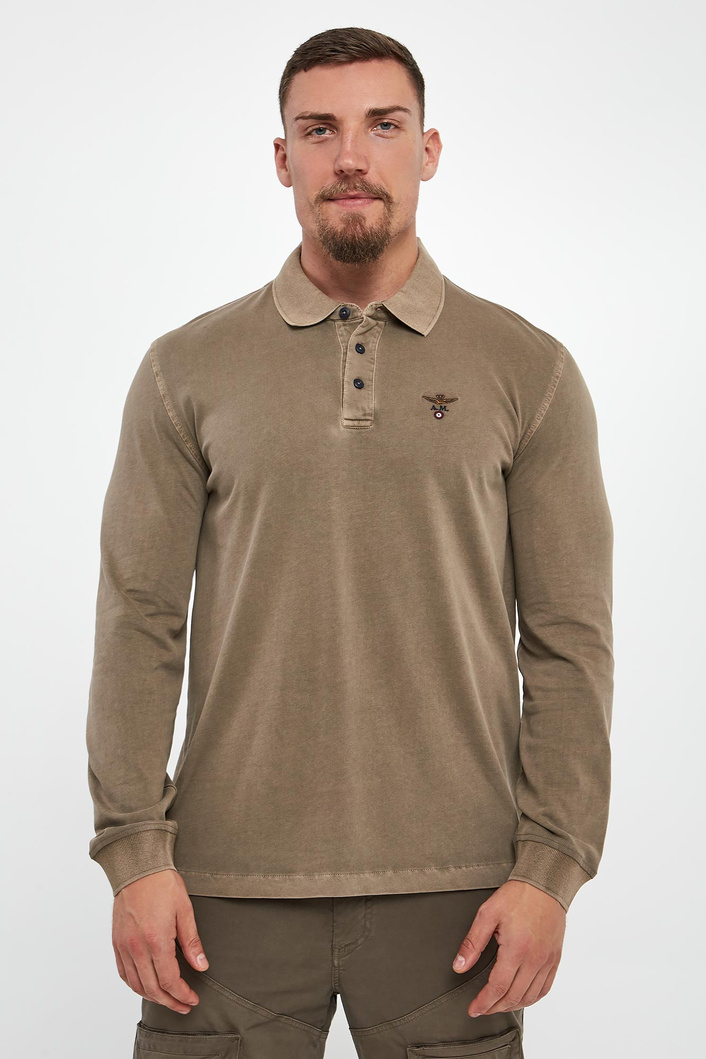 Longsleeve męski z kołnierzem polo AERONAUTICA MILITARE