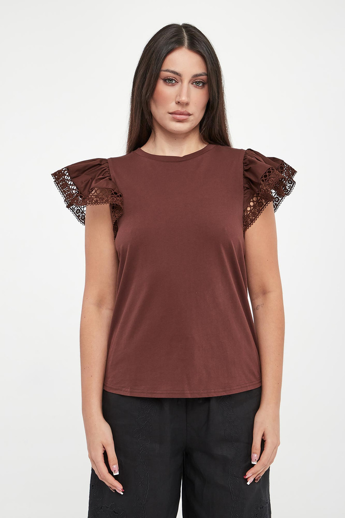 T-shirt damski z koronką TWINSET