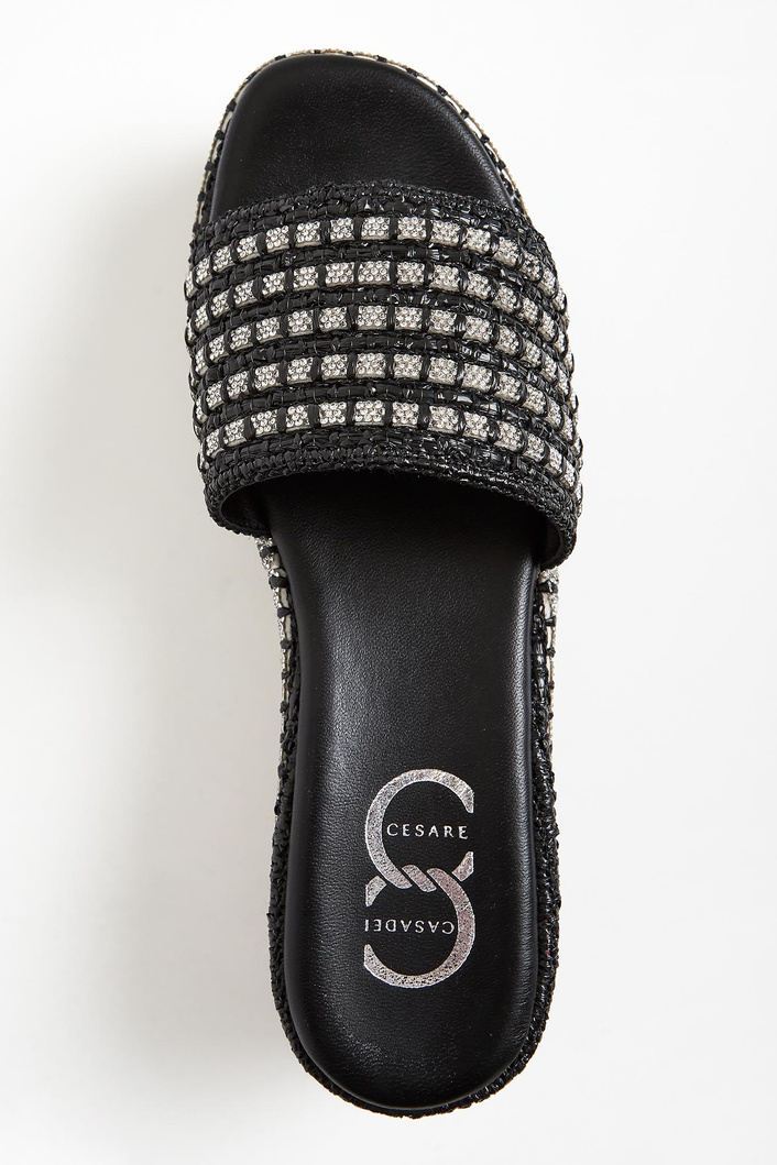 Klapki damskie skórzane na koturnach CESARE CASADEI