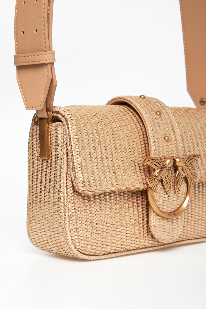 Torebka damska Love One Mini Slouchy Rafia Laminata PINKO