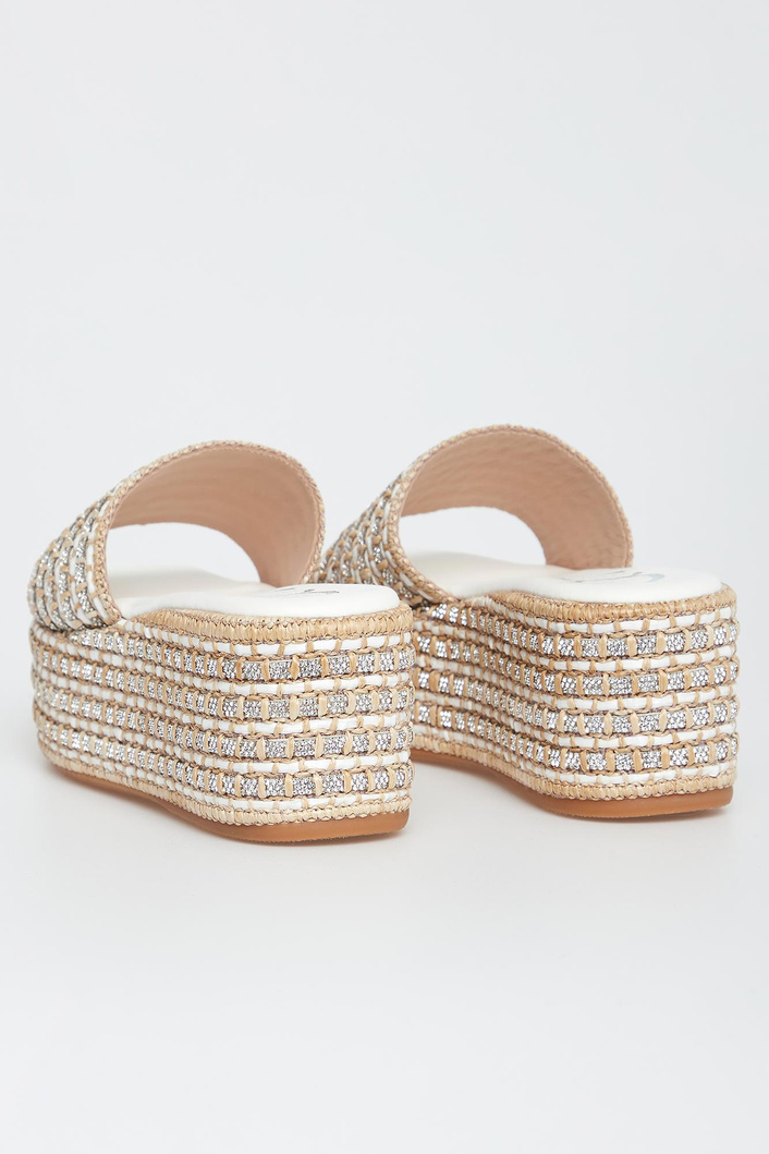 Klapki damskie skórzane na koturnach CESARE CASADEI