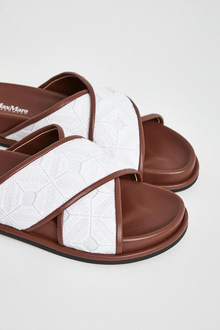 Klapki damskie skórzane Peonie MAX MARA BEACHWEAR