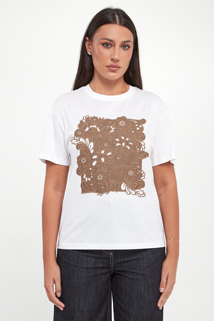 T-shirt damski z haftem TWINSET