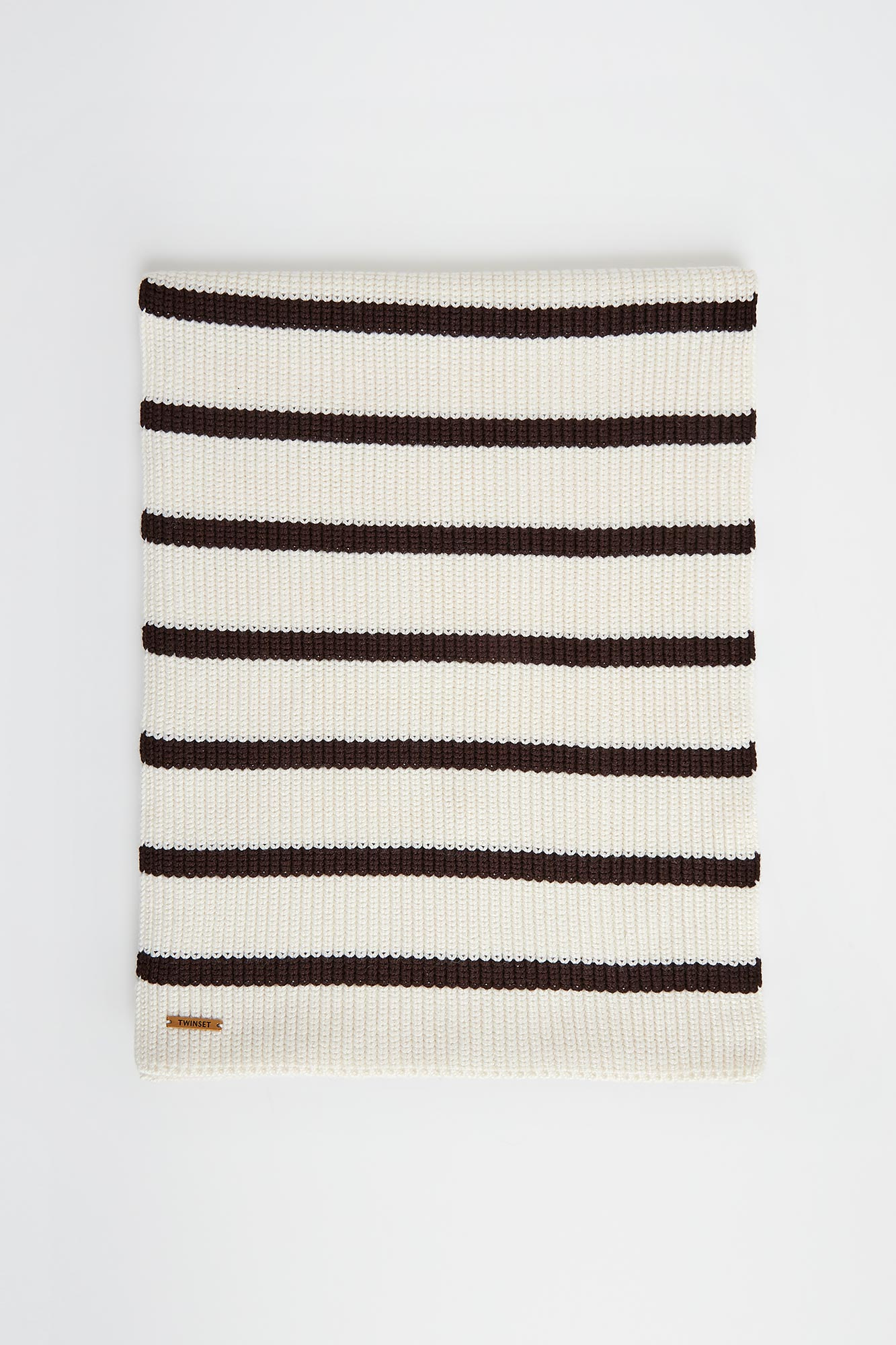 Szalik damski z wełną TWINSET U&B Ecru