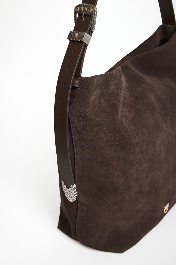 Torebka zamszowa Bucket Big Trittico PINKO