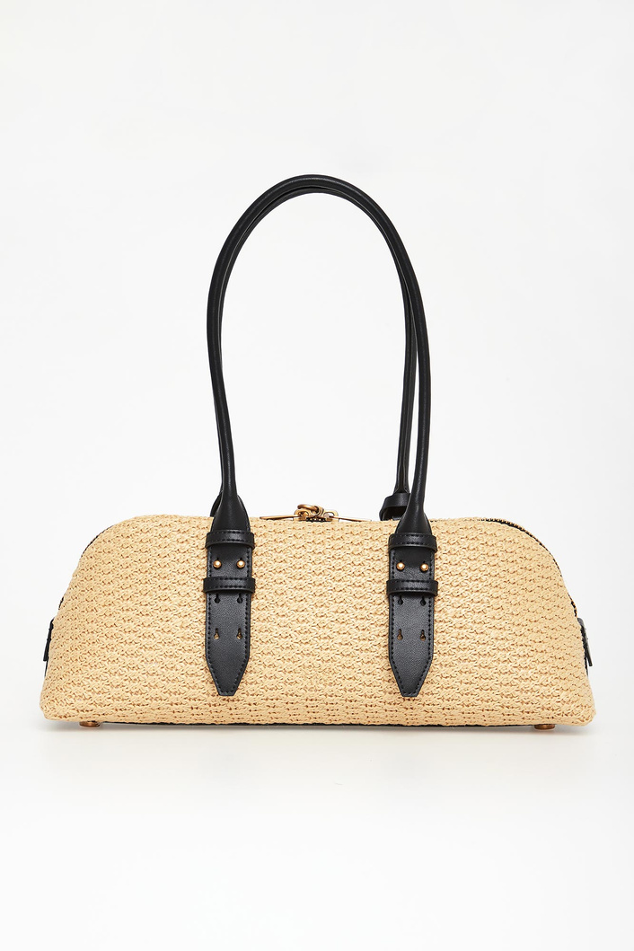 Torebka rattanowa Bowling Baguette Big PINKO