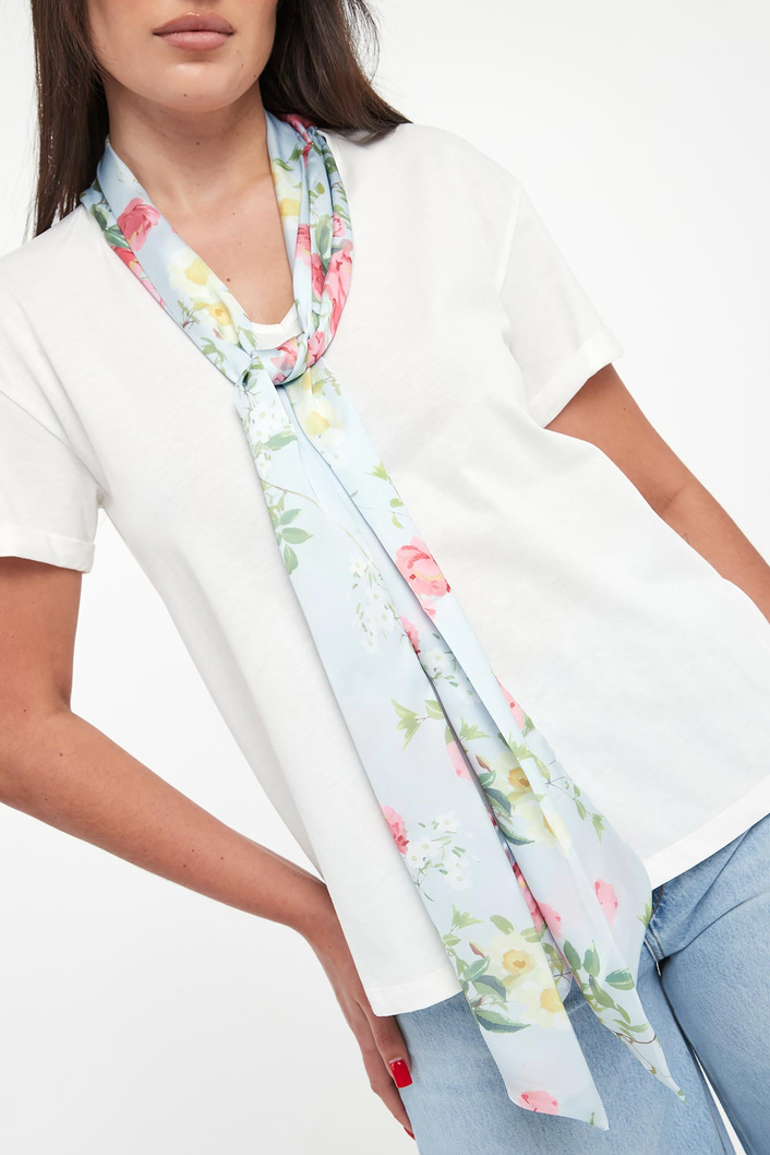 T-shirt damski z szarfą w kwiaty LIU JO