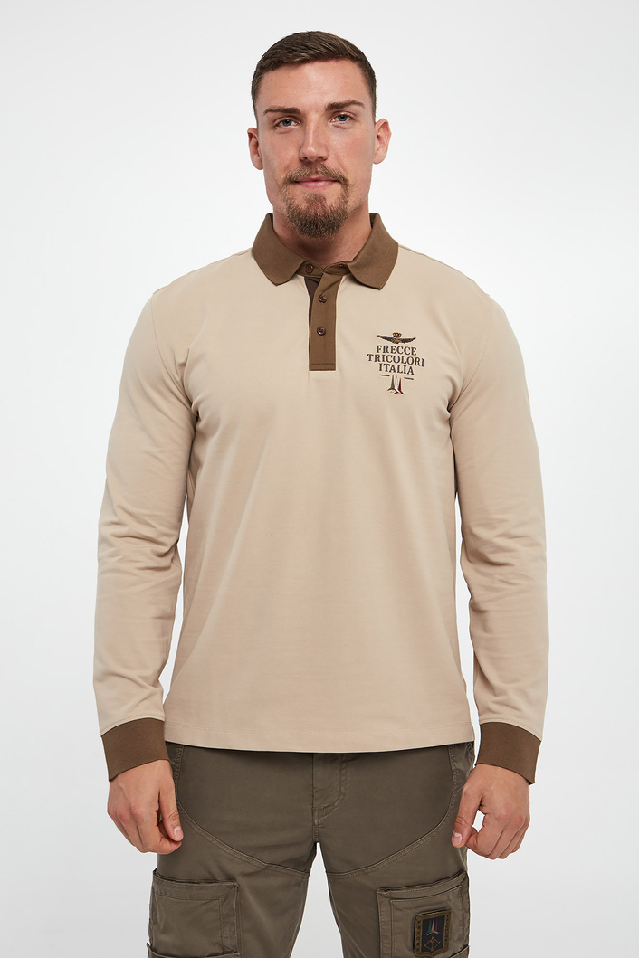 Longsleeve męski z kołnierzem polo AERONAUTICA MILITARE