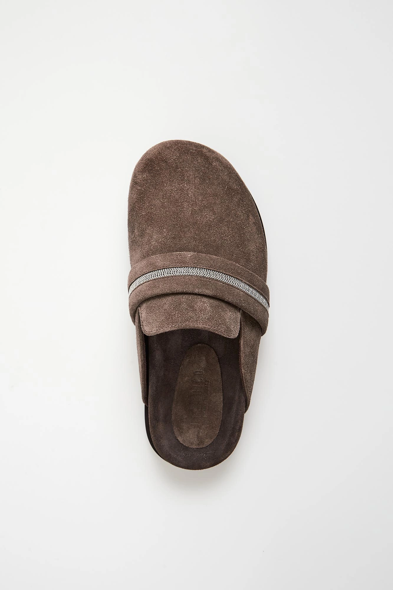 Klapki Mule damskie zamszowe PESERICO Brązowy A39707C0/CC608/953