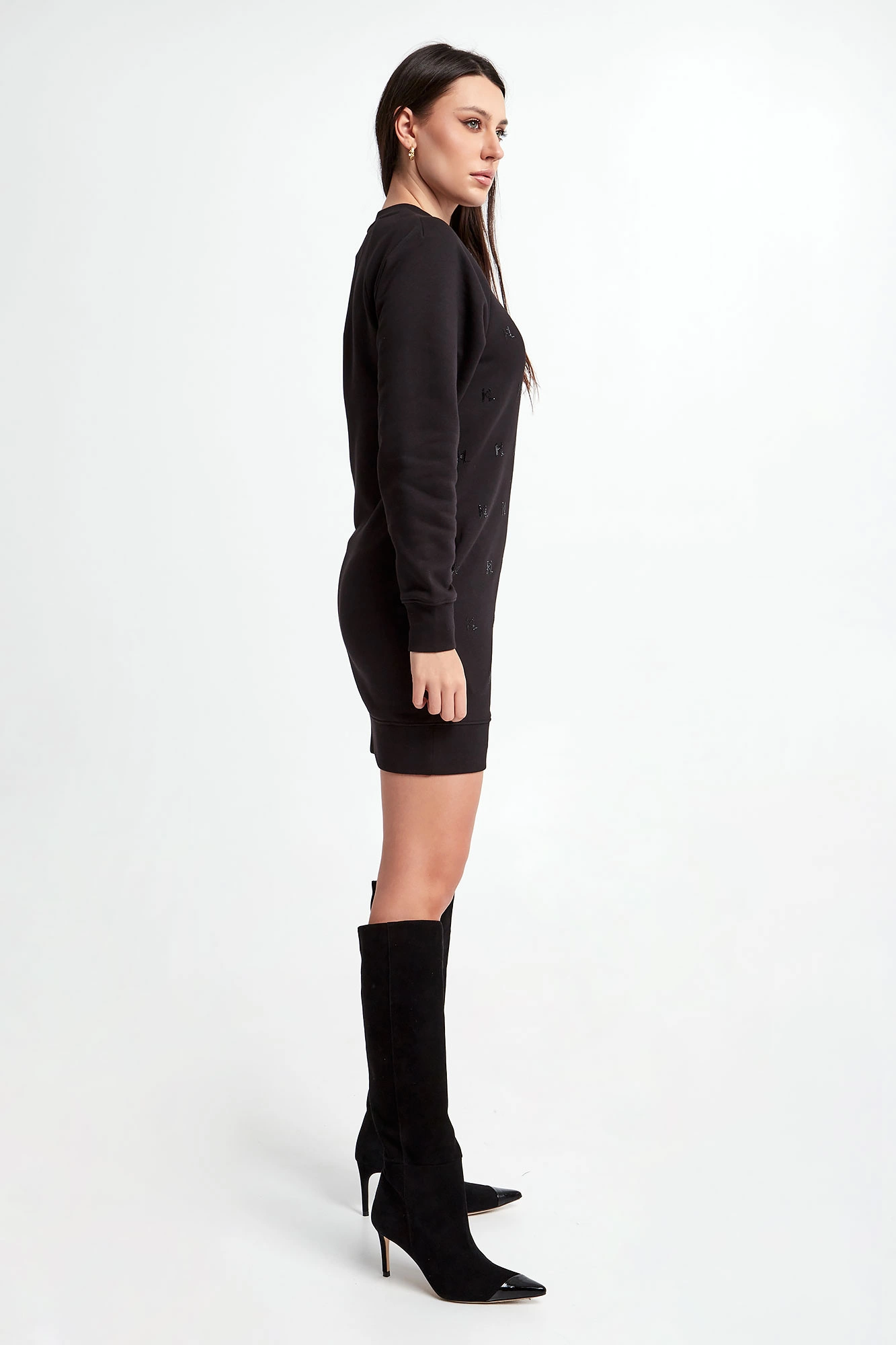 Sukienka dresowa KARL LAGERFELD Czarny Regular 226W1353/999