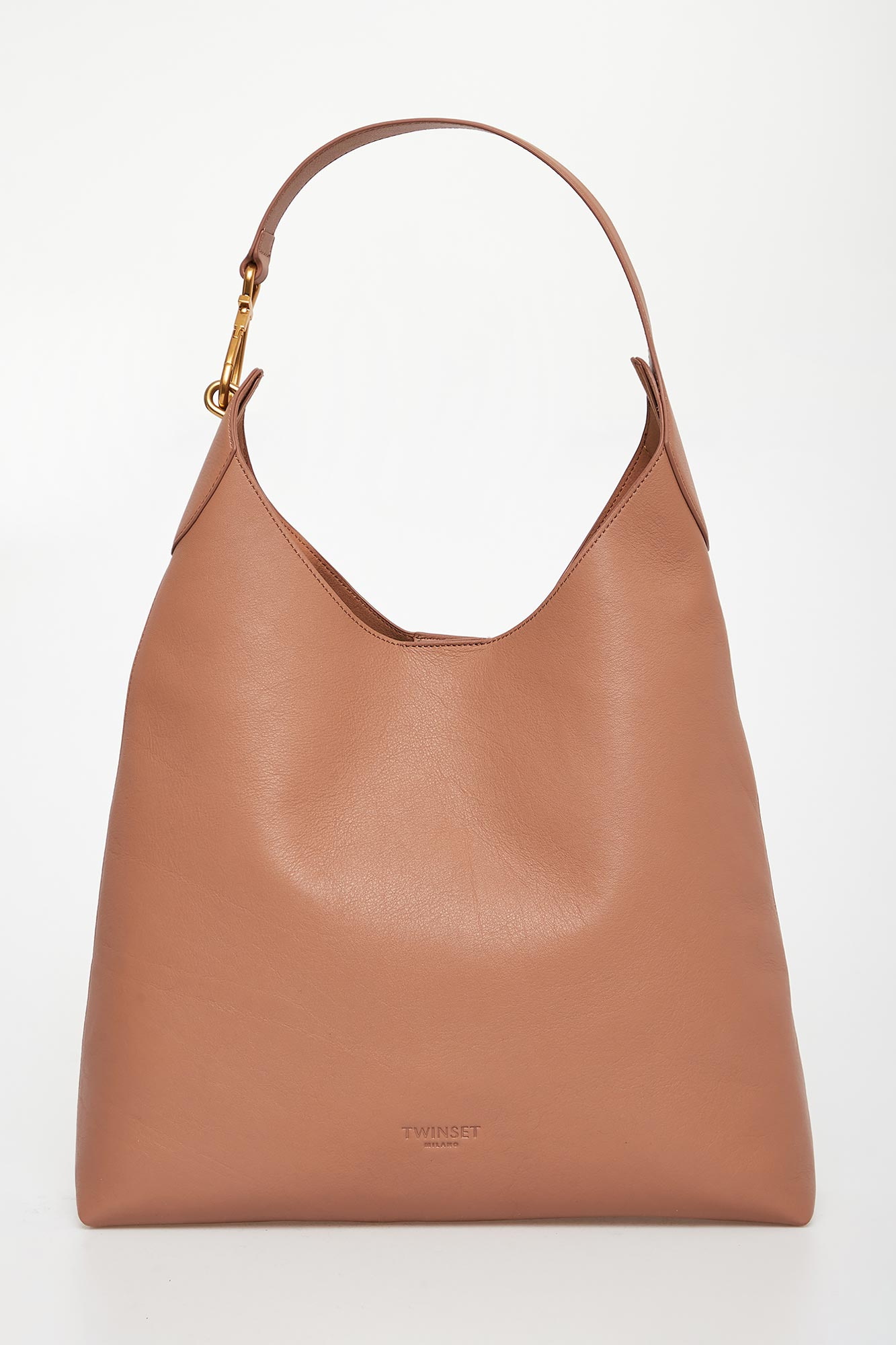 Torebka skórzana hobo TWINSET Kamelowy
