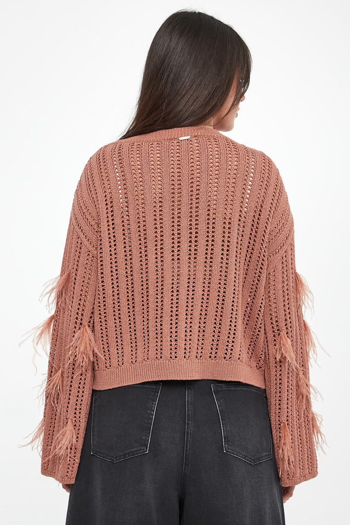 Sweter damski ażurowy z piórkami TWINSET