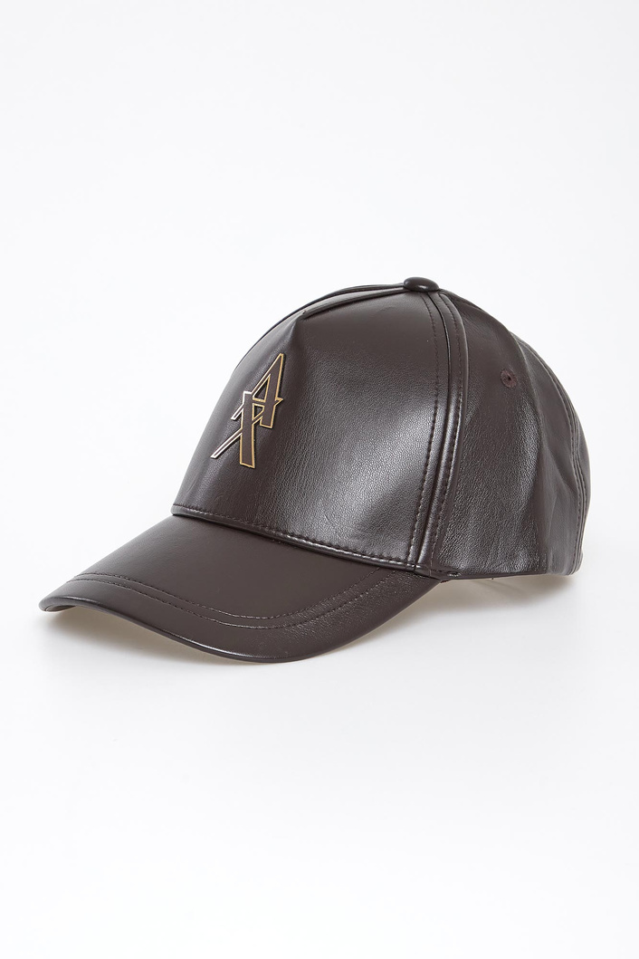 Czapka z daszkiem damska z ekoskóry ARMANI EXCHANGE