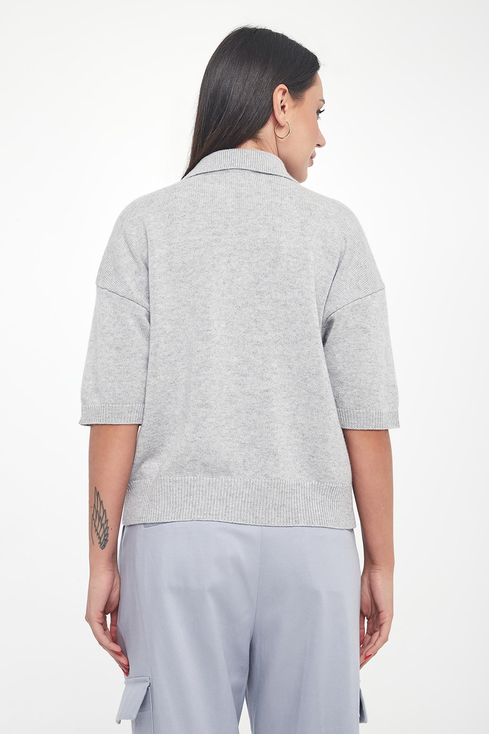 Sweter damski wełniany z kołnierzem polo PESERICO