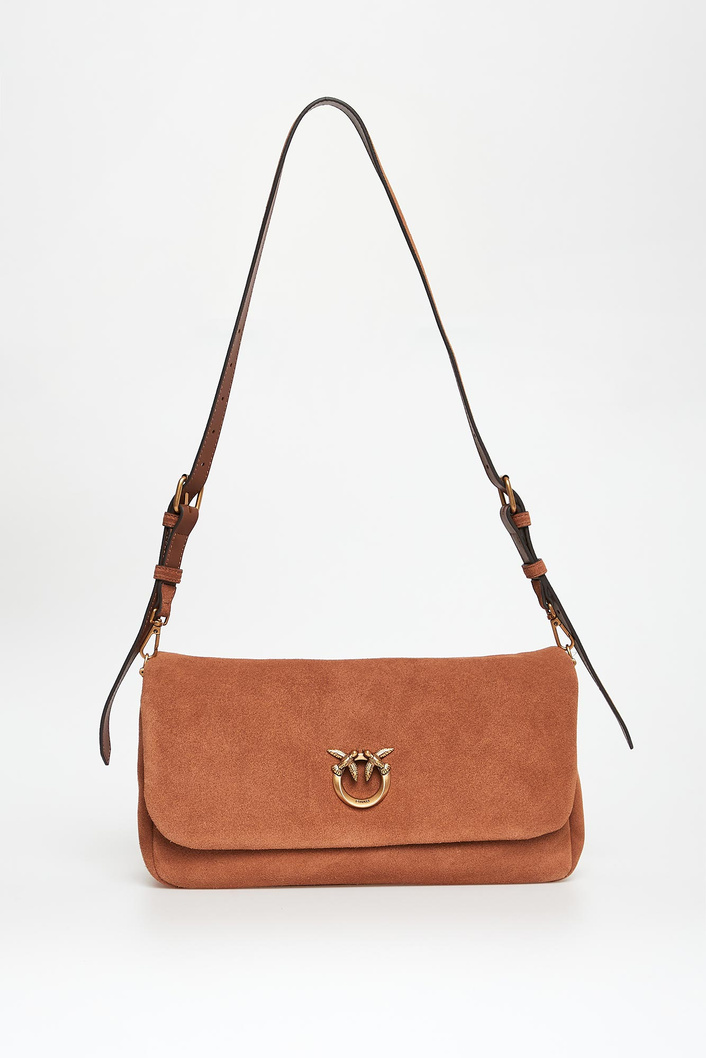 Torebka zamszowa Click Soft Baguette PINKO