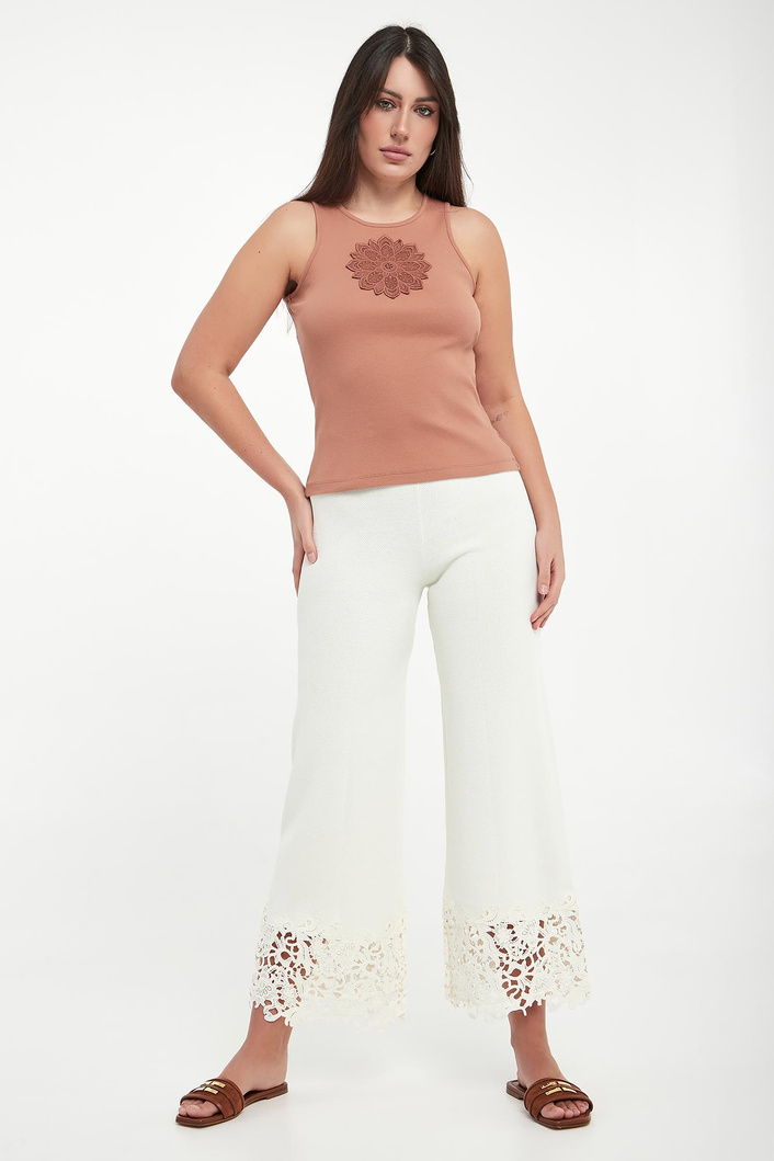 Top damski prążkowany z haftem TWINSET