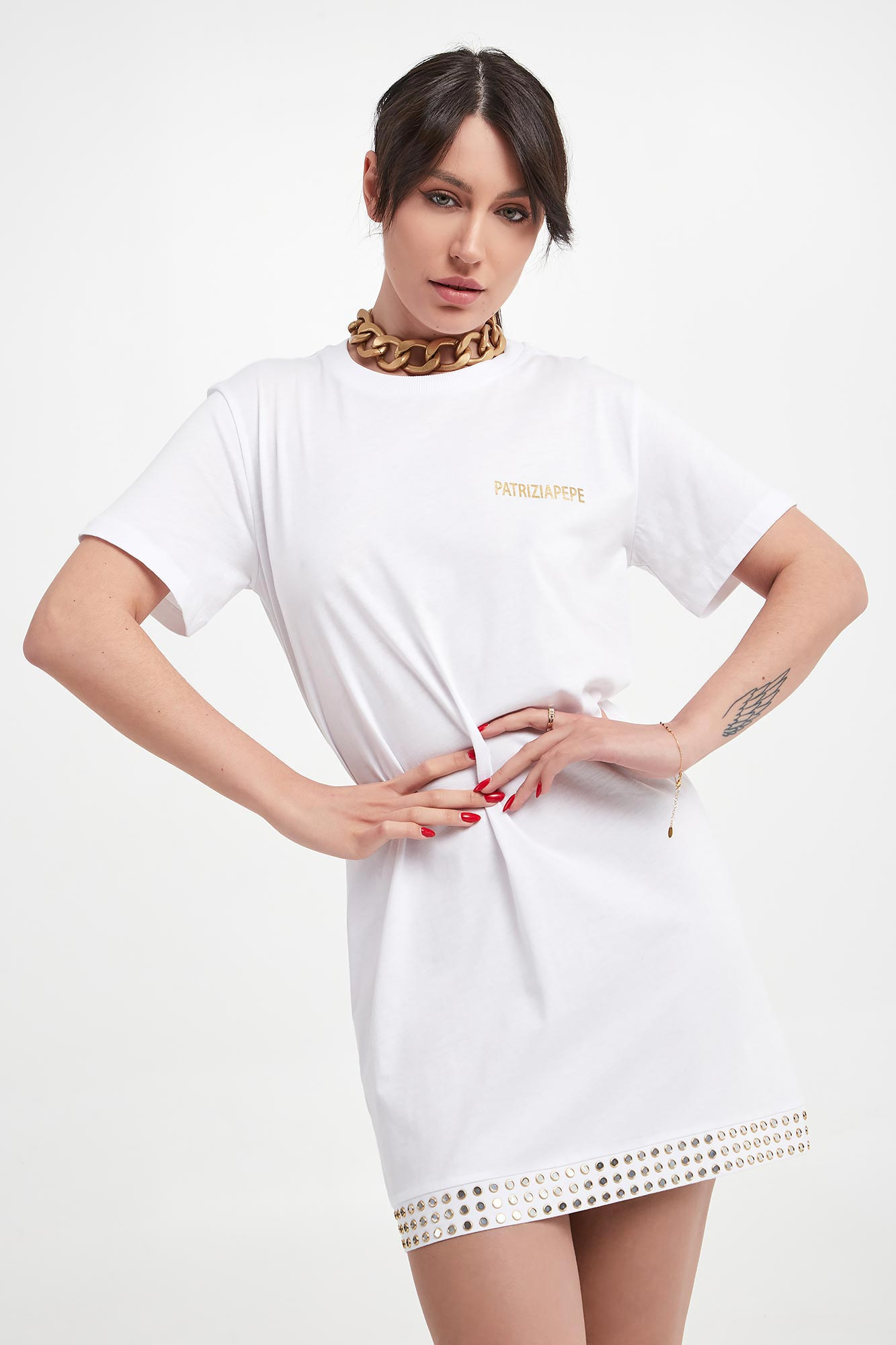 Sukienka mini typu T-shirt PATRIZIA PEPE Biały Relaxed