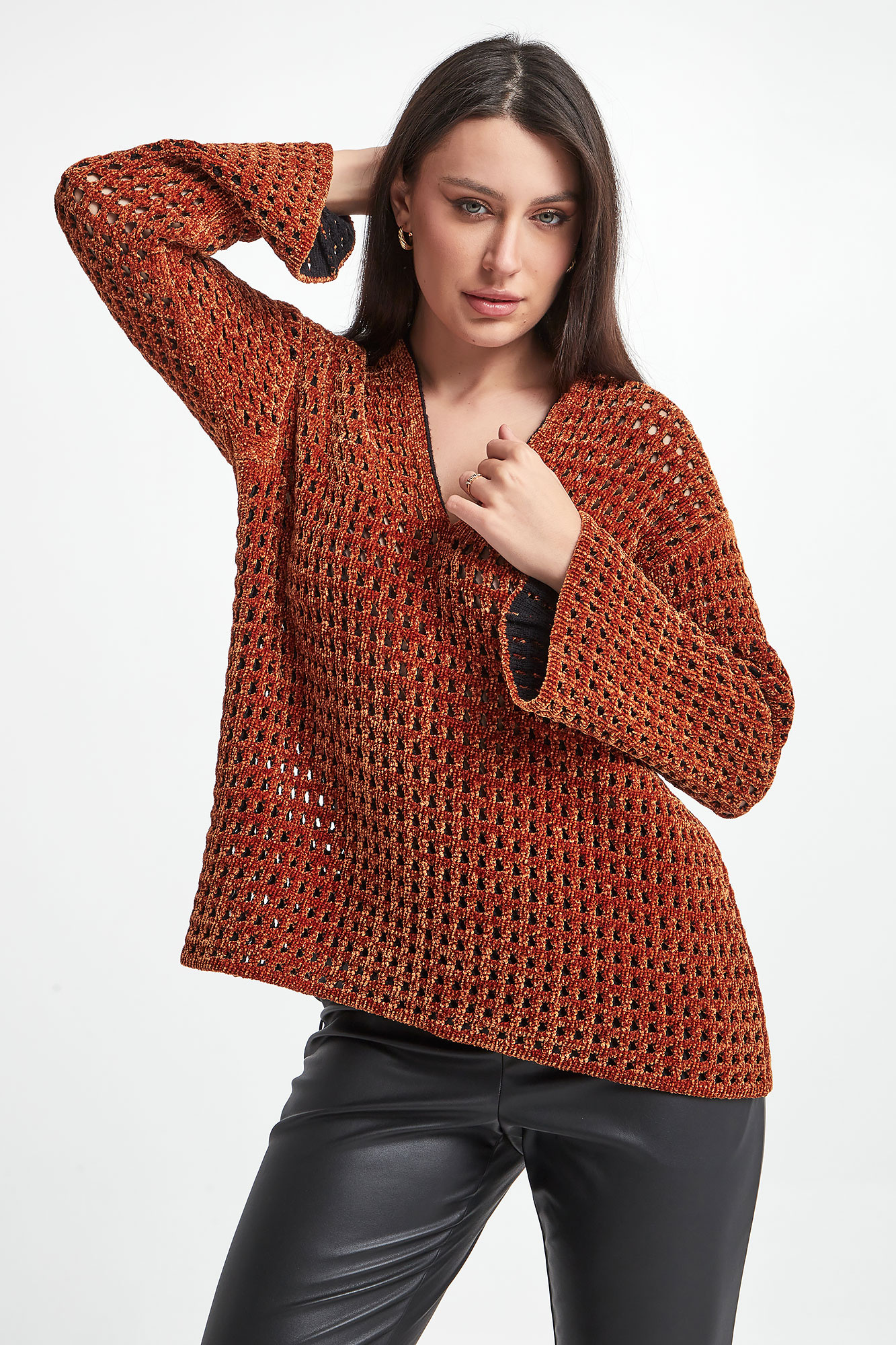 Sweter damski WOLFORD Brązowy Oversize