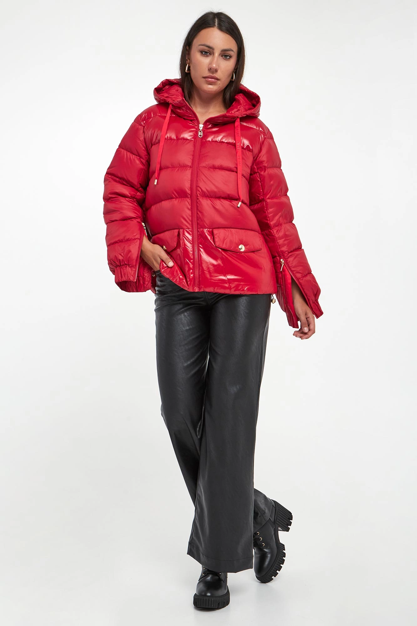 Kurtka damska pikowana LIU JO Czerwony Relaxed TF5003/T9804