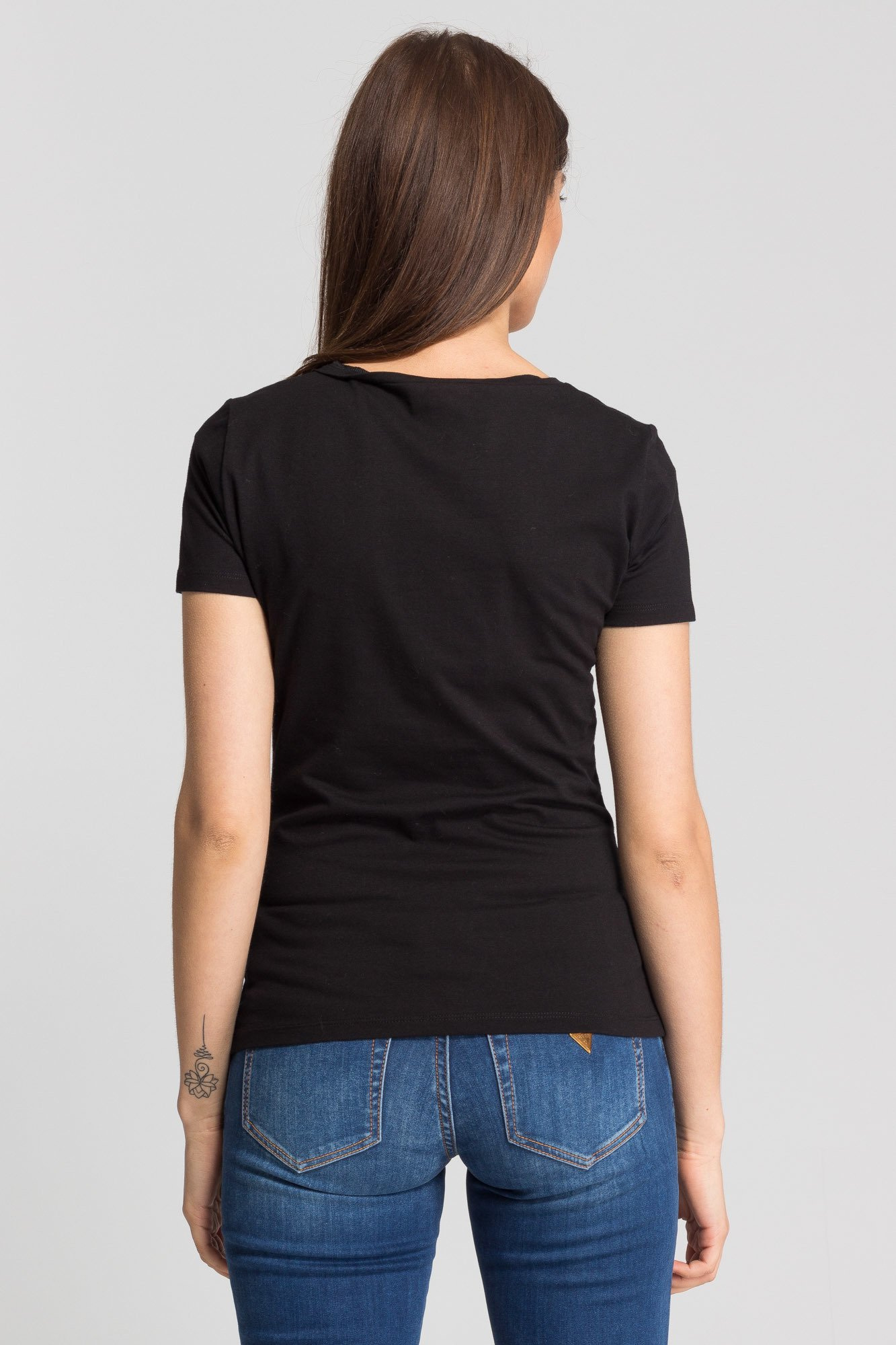 Czarny t-shirt damski z nadrukiem | Marki Premium w sklepie Velpa.pl