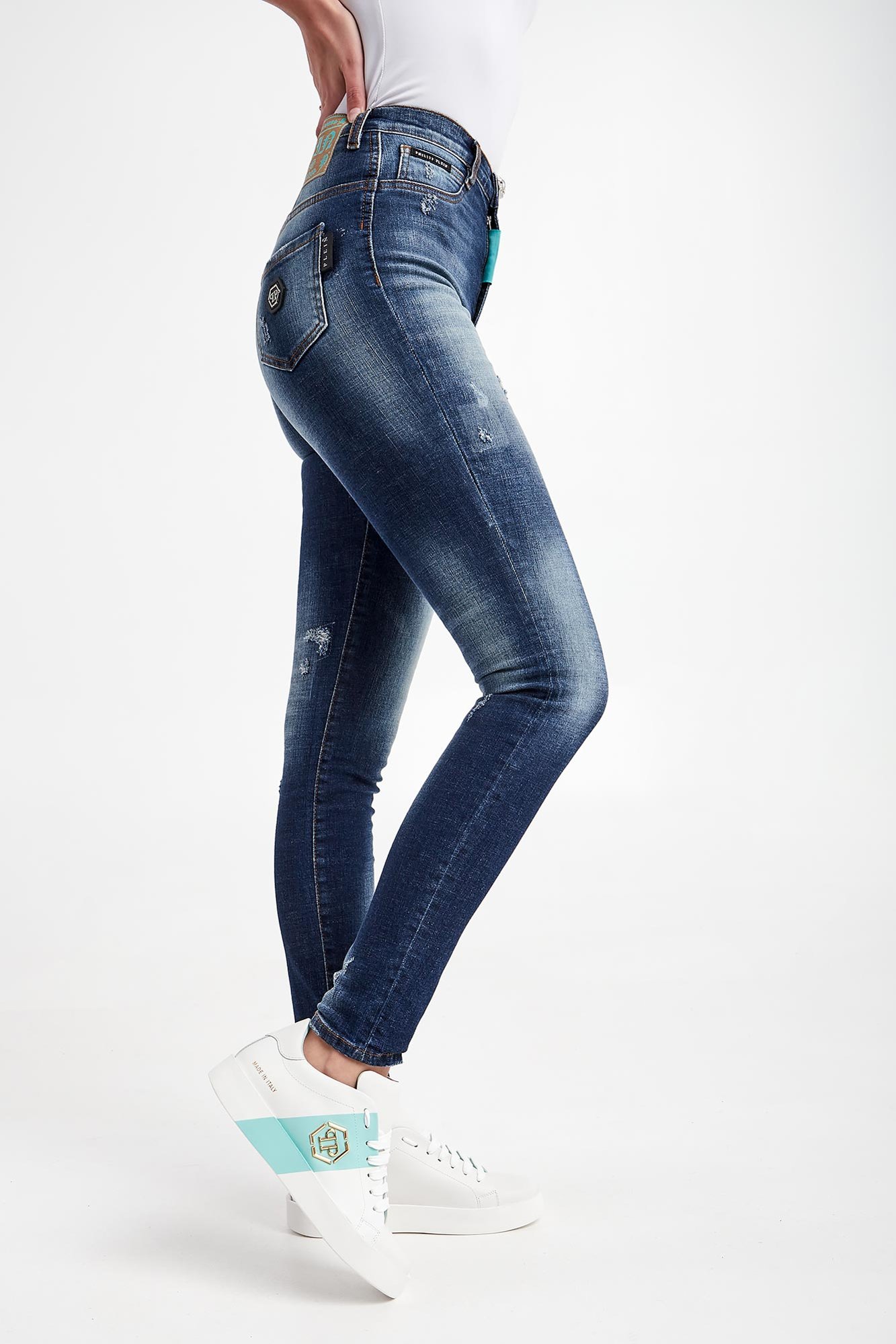 Jeansy damskie PHLIPP PLEIN Niebieski Skinny WDT2159/PDE004N/08GD ...