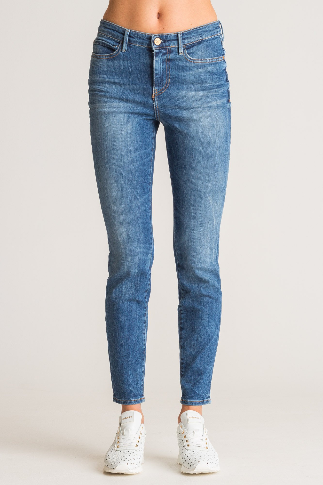 Niebieskie jeansy Guess Skinny High | Marki Premium w sklepie Velpa.pl