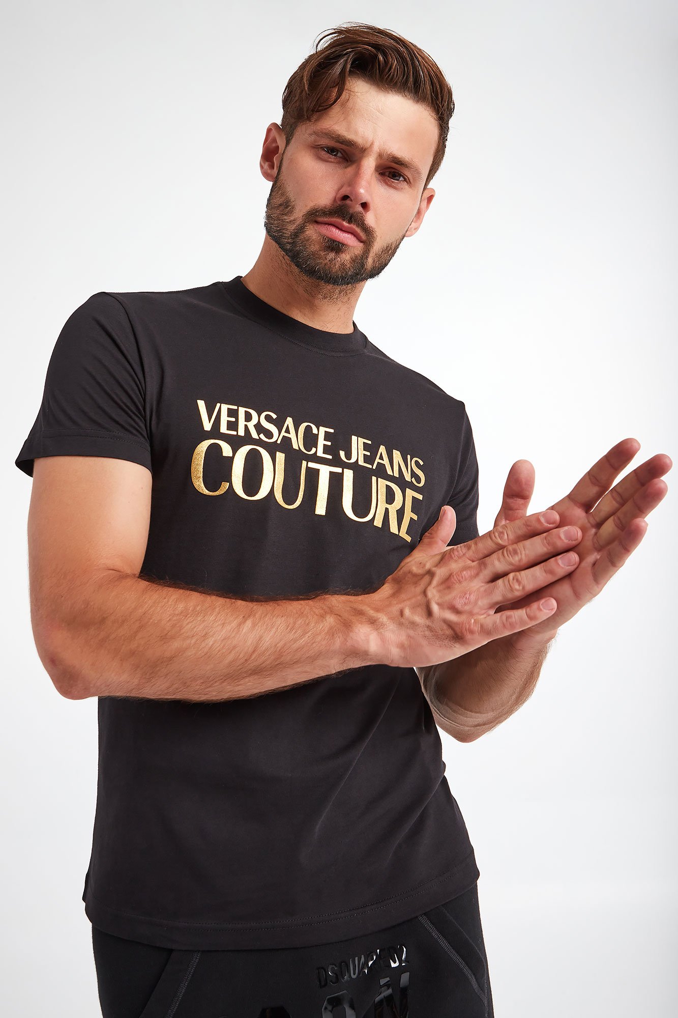 T-shirt VERSACE JEANS COUTURE Czarny Slim 71GAHT04/CJ00T/G89 | Sklep ...
